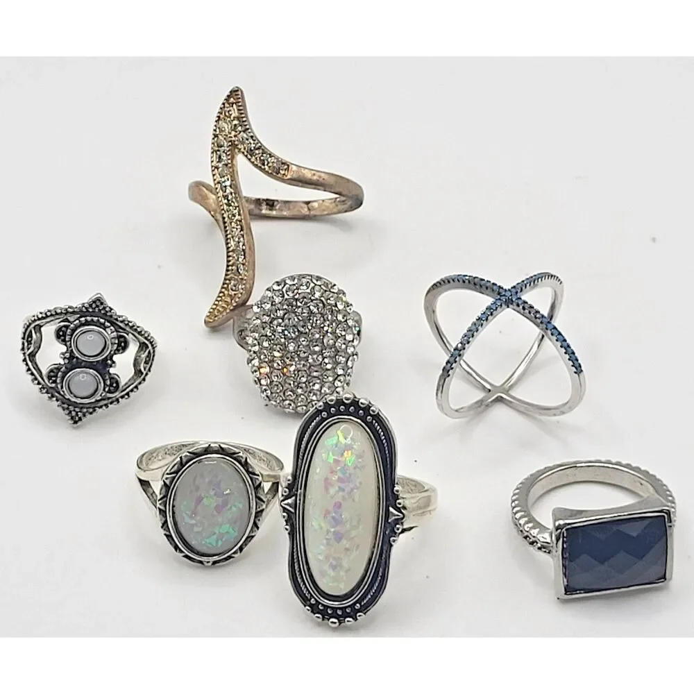 Lot of 7 Fashion Rings Size 6-9 mostly 8